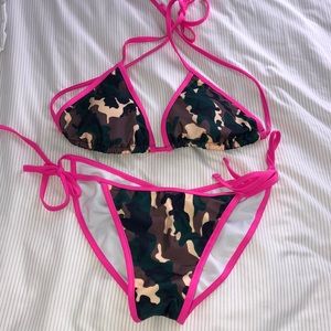 Camo Bikini with Pink Trim